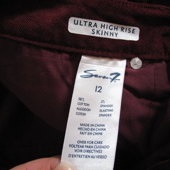 SEVEN7 Dark Red Corduroy Skinny Jeans NWT - Picture 9 of 12